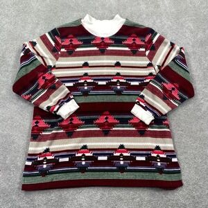 Vintage 90s Blair Aztec Fleece Turtleneck Sweater Men's Size XL Multicolor